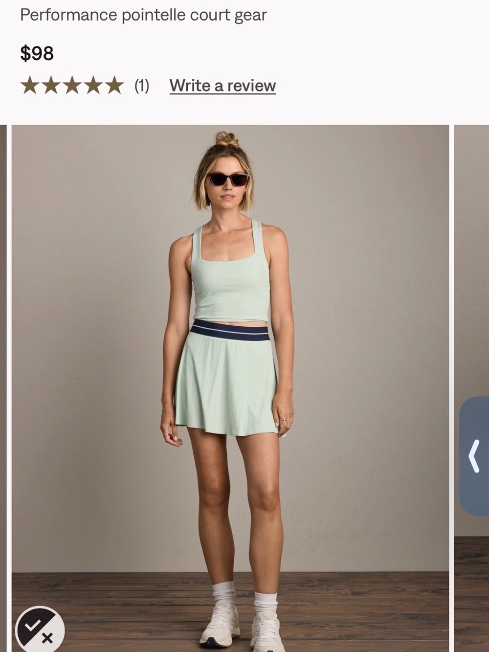 RHONE Mint Green light speed top and Performance Mini Skirt with Navy Waistband